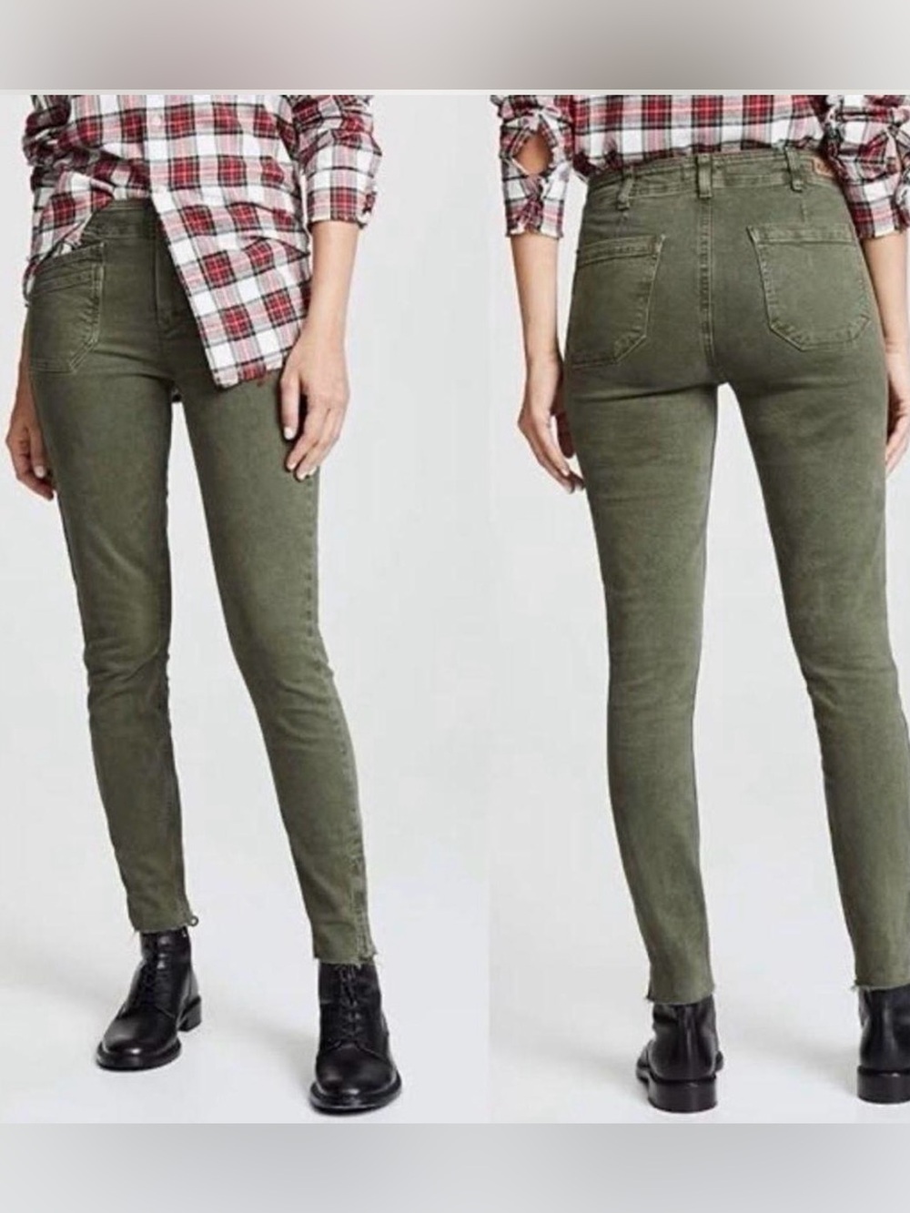 PAIGE Olive Green Straight Leg Twill Jeans Size 26